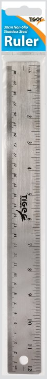 TIGER 30cm METAL CORK BACKED RULE HANGPACK