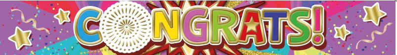 PARTY LAND 2.7M PARTY BANNER CONGRATS