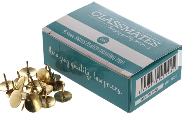 Classmates Brass Plated Drawing Pins