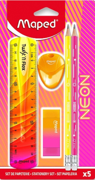 STATIONERY SET NEON 5 PCS