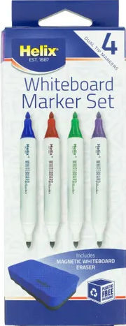 WHITEBOARD MARKER SET 4 ASSTD + ERASER