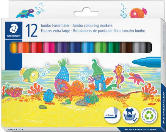 Noris Jumbo Colouring Marker 12 Assd Colours