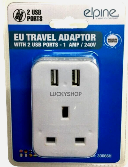 EU TRAVEL ADAPTOR WITH 2 USB PORTS