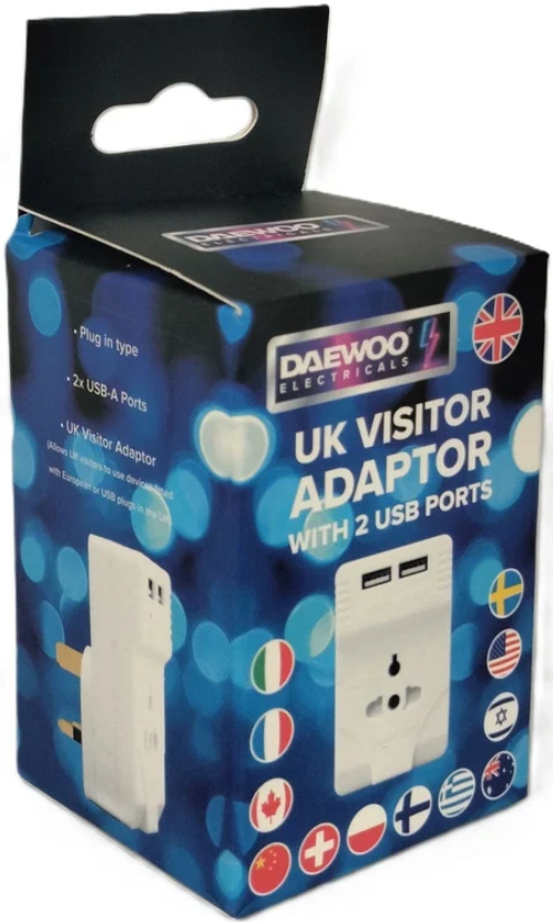 Uk Visitor Adaptor with 2 USB Ports