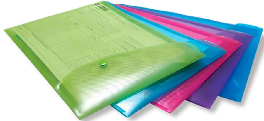 A4 Portrait Popper Wallet, Assorted Bright Transparent