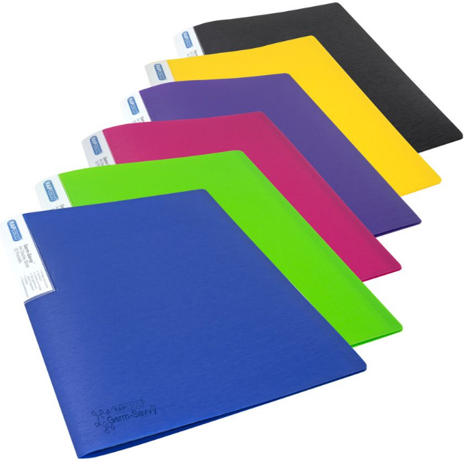 Antibacterial A4 Flexible Slim Display Book 20 Pocket - Assorted