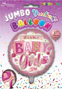 31in BIRTH BABY GIRL JUMBO FOIL BALLOON
