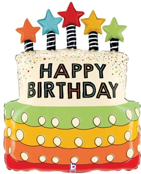 31in CANDLES STARS BIRTHDAY CAKE FOIL BALLOON