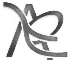 Un logotipo en blanco y negro con un corazón en el medio sobre un fondo blanco.