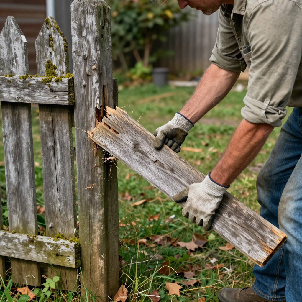 Completed wood privacy fence