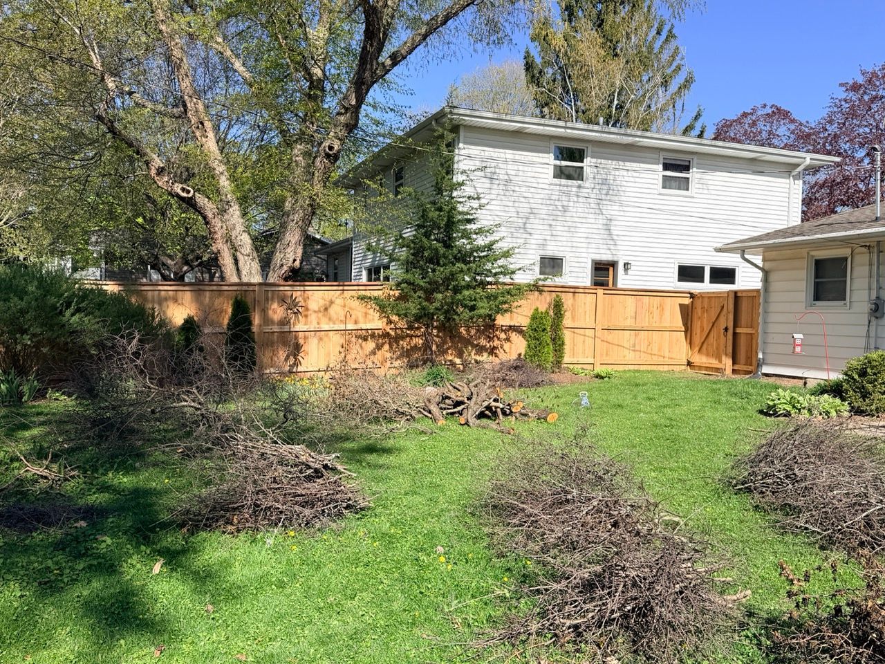 Wood fence being built on-site