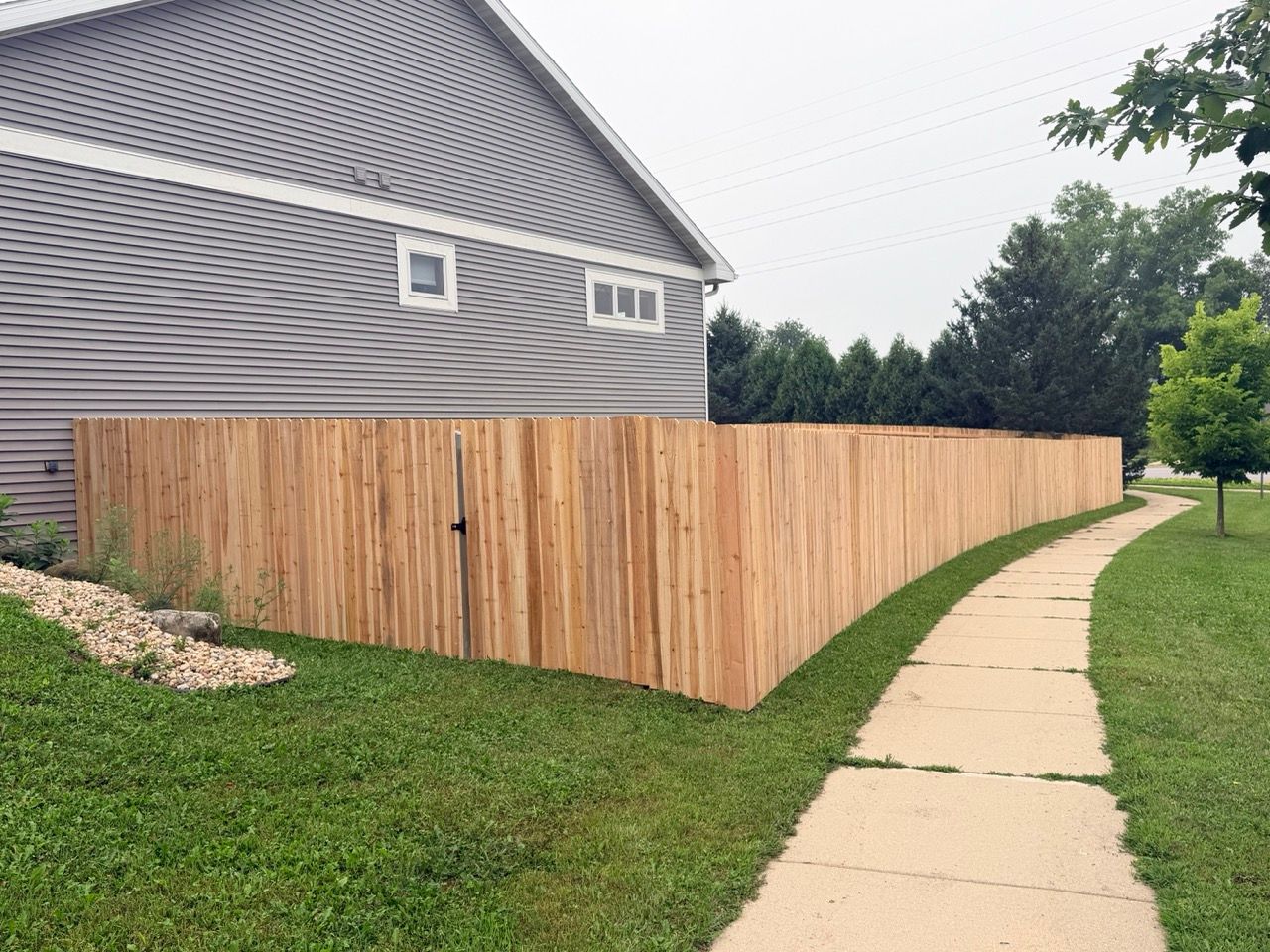 Completed wood privacy fence