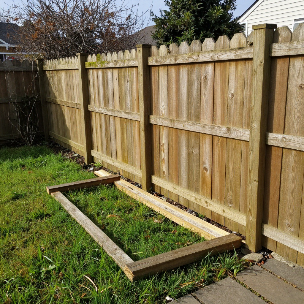 Wood fence being built on-site