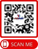 A qr code with a red button that says `` scan me ''.