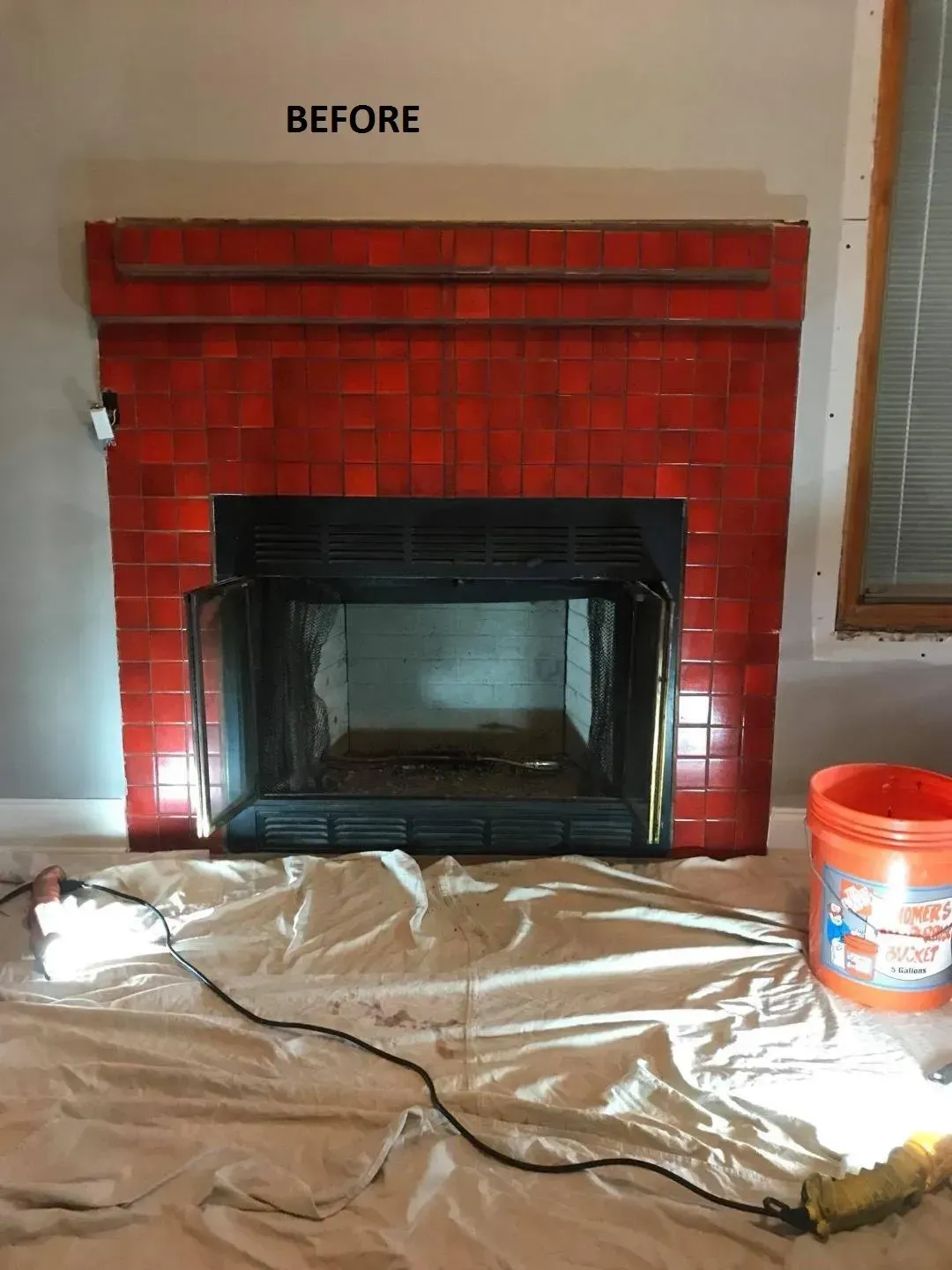 Picture Of Before Red Fireplace  | Palmyra, NJ | Expert Fireplace