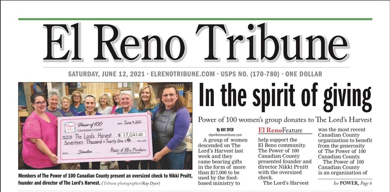 The front page of the el reno tribune newspaper