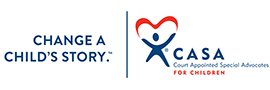 A logo for change a child 's story casa court appointed special advocates for children