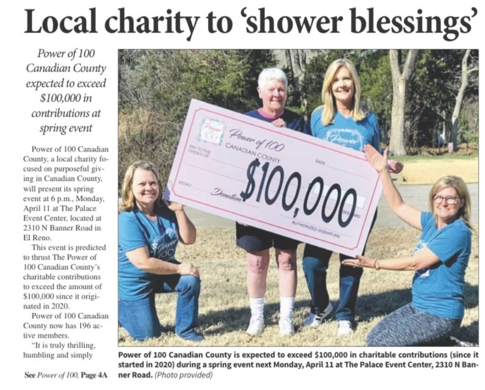 A newspaper article about local charity to shower blessings