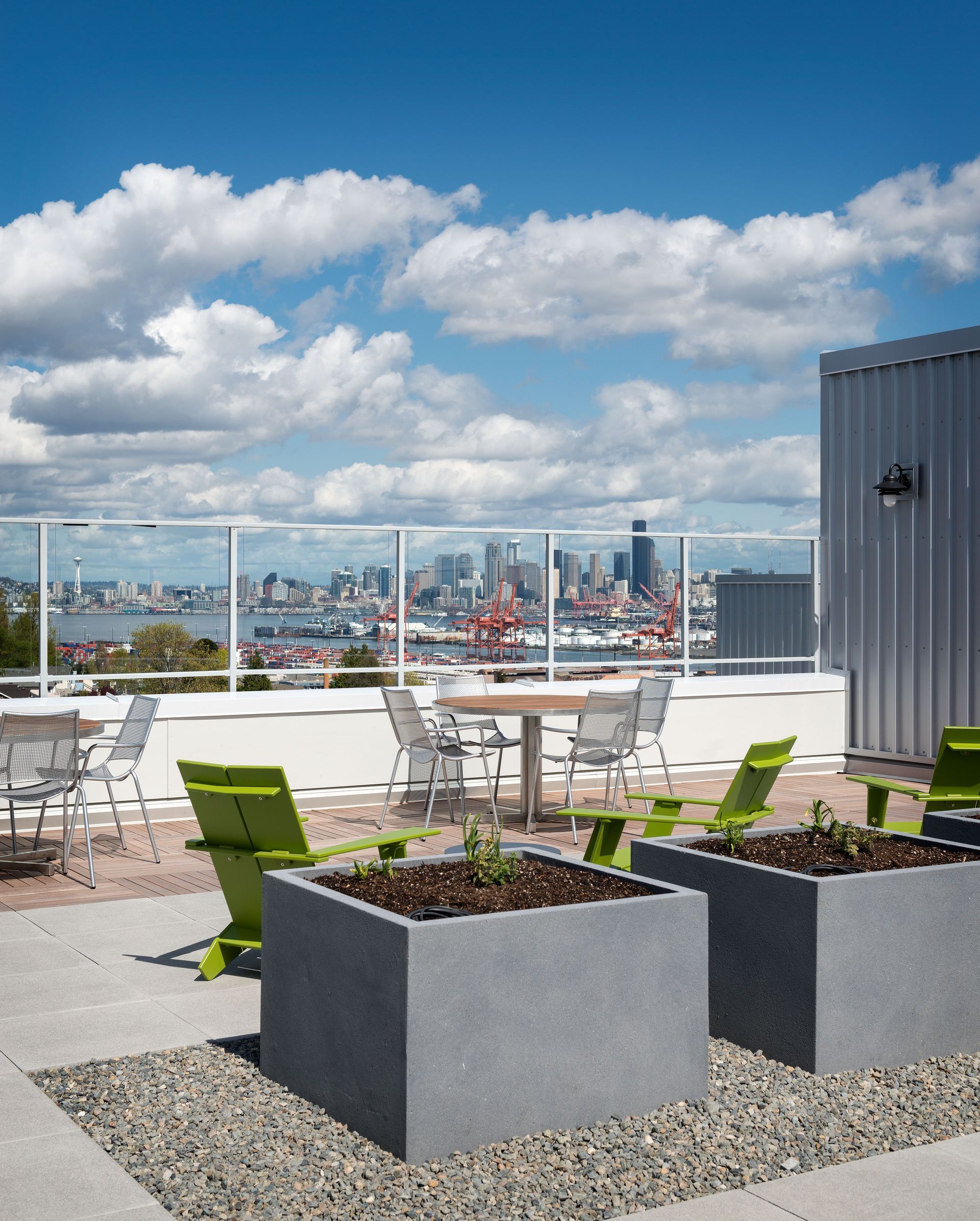 Rooftop terrace at Marq West Seattle in Seattle, WA.