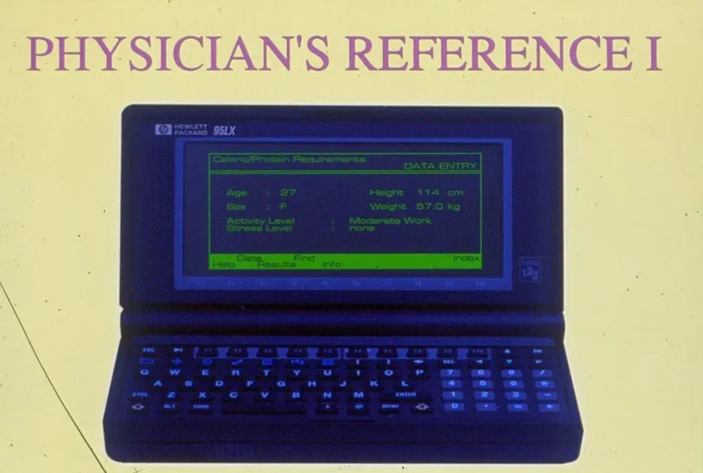 A laptop with the words physician 's reference i on it