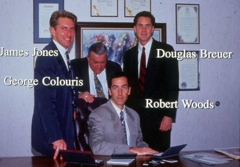 James jones george colouris douglas breuer and robert woods pose for a photo