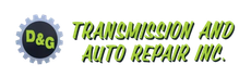 D&G Transmission and Auto Repair Inc. logo with green text and a gear icon on a white background