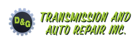 D&G Transmission and Auto Repair Inc. logo with green text and a gear icon on a white background