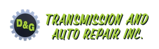 D&G Transmission and Auto Repair Inc. logo with green text and a gear icon on a white background