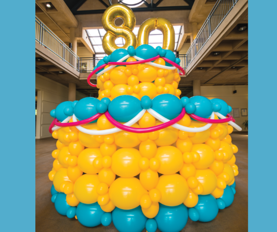 Balloon cake sculpture with