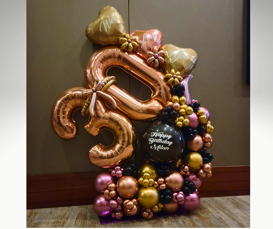 Rose gold balloon arrangement with