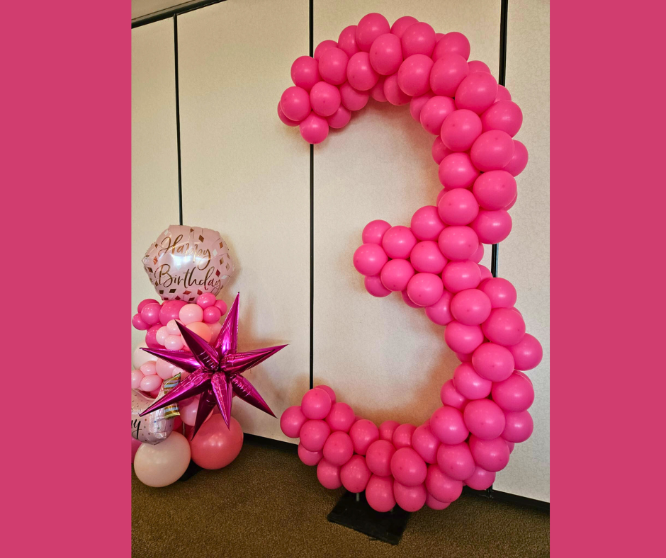 Pink balloon number