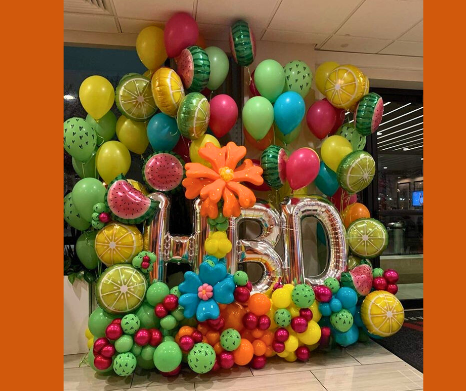 Colorful balloon display with