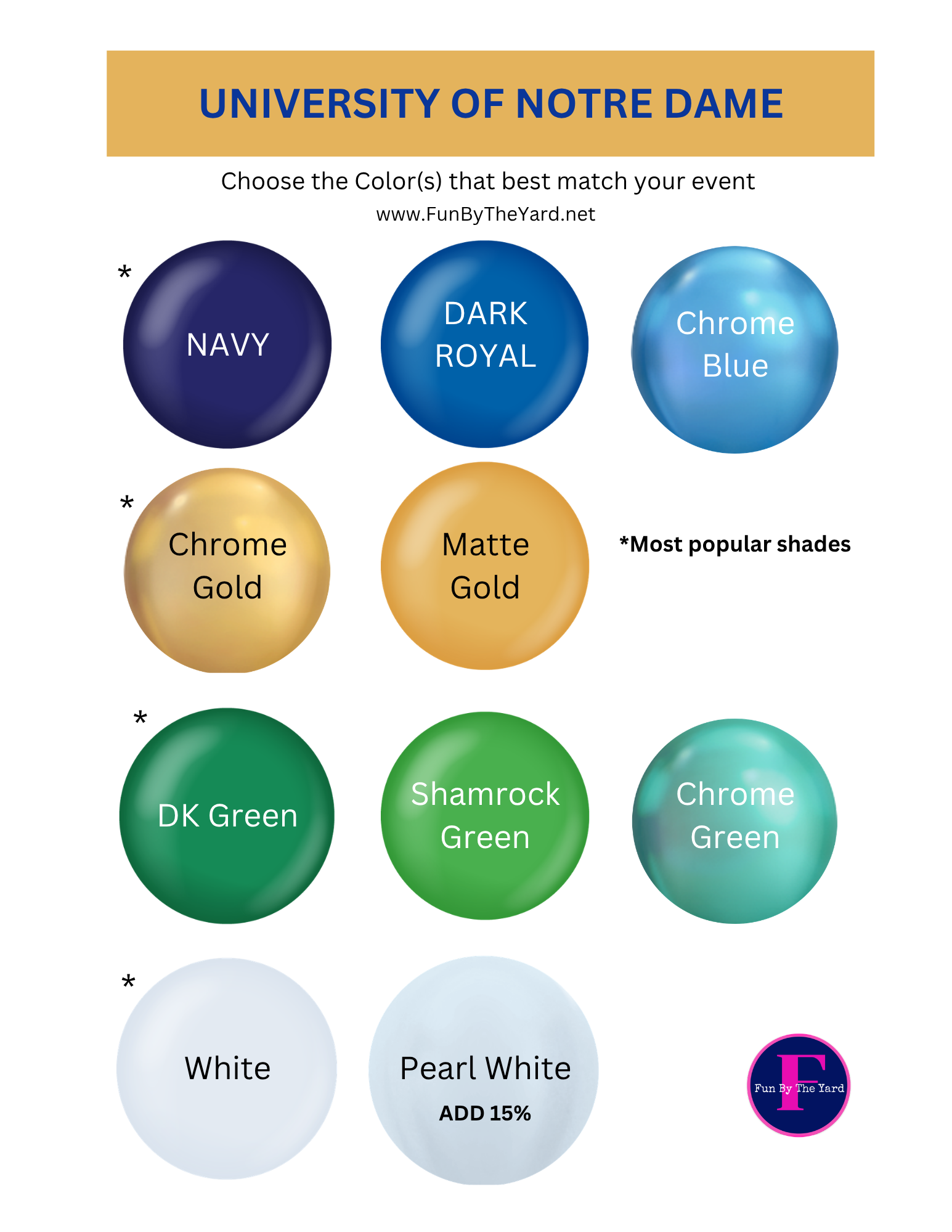 The university of notre dame has many different colors to choose from