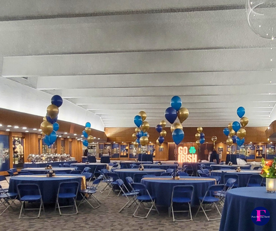 Helium bouquet centerpieces at the Joyce Center Notre Dame from fbty