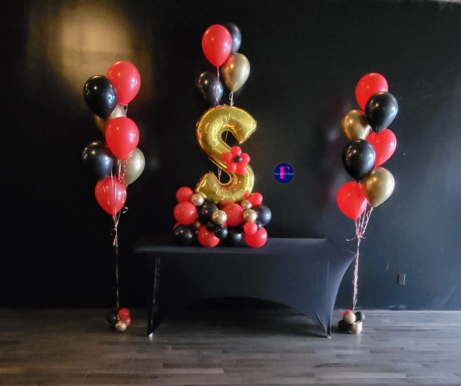 Balloon decorations with a golden