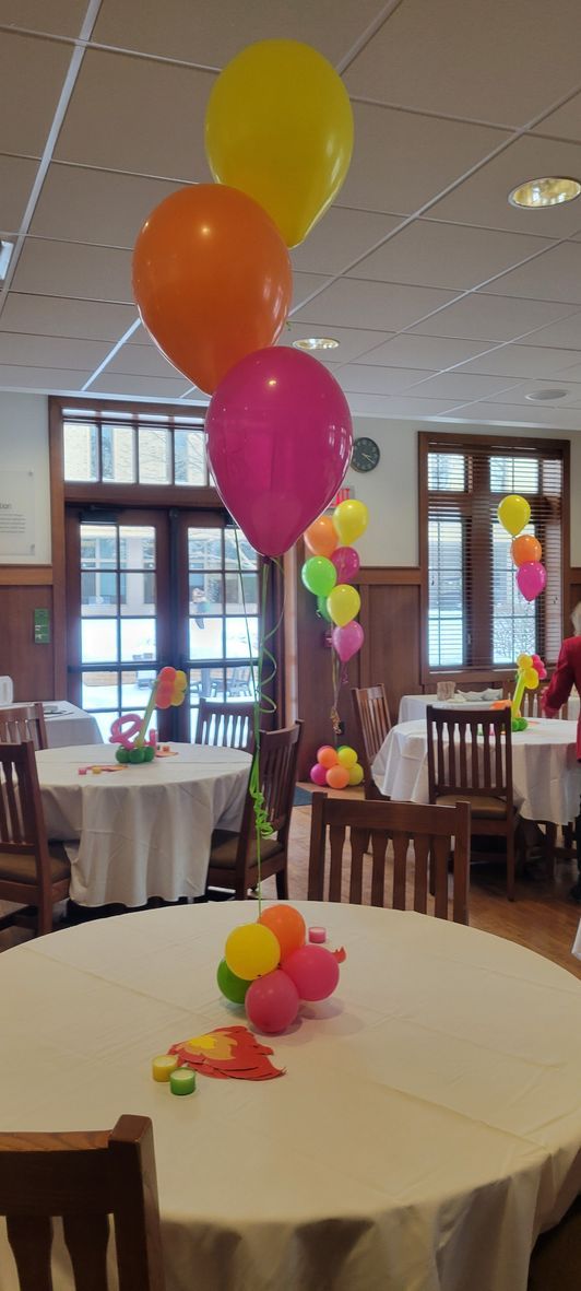 helium balloon bouquet yellow orange and pink. Notre Dame. Fun By The Yard