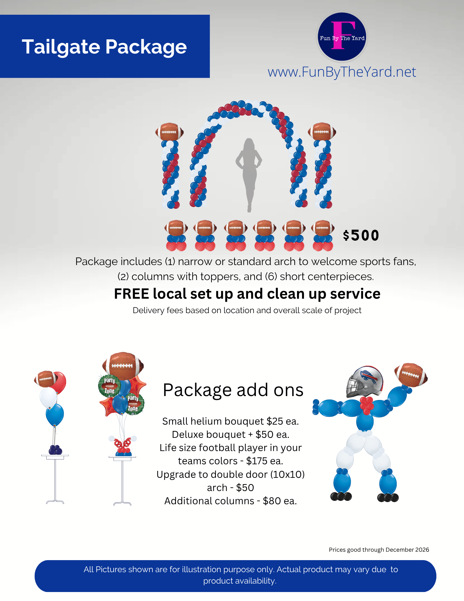 The tailgate package includes a free set up and clean up service.