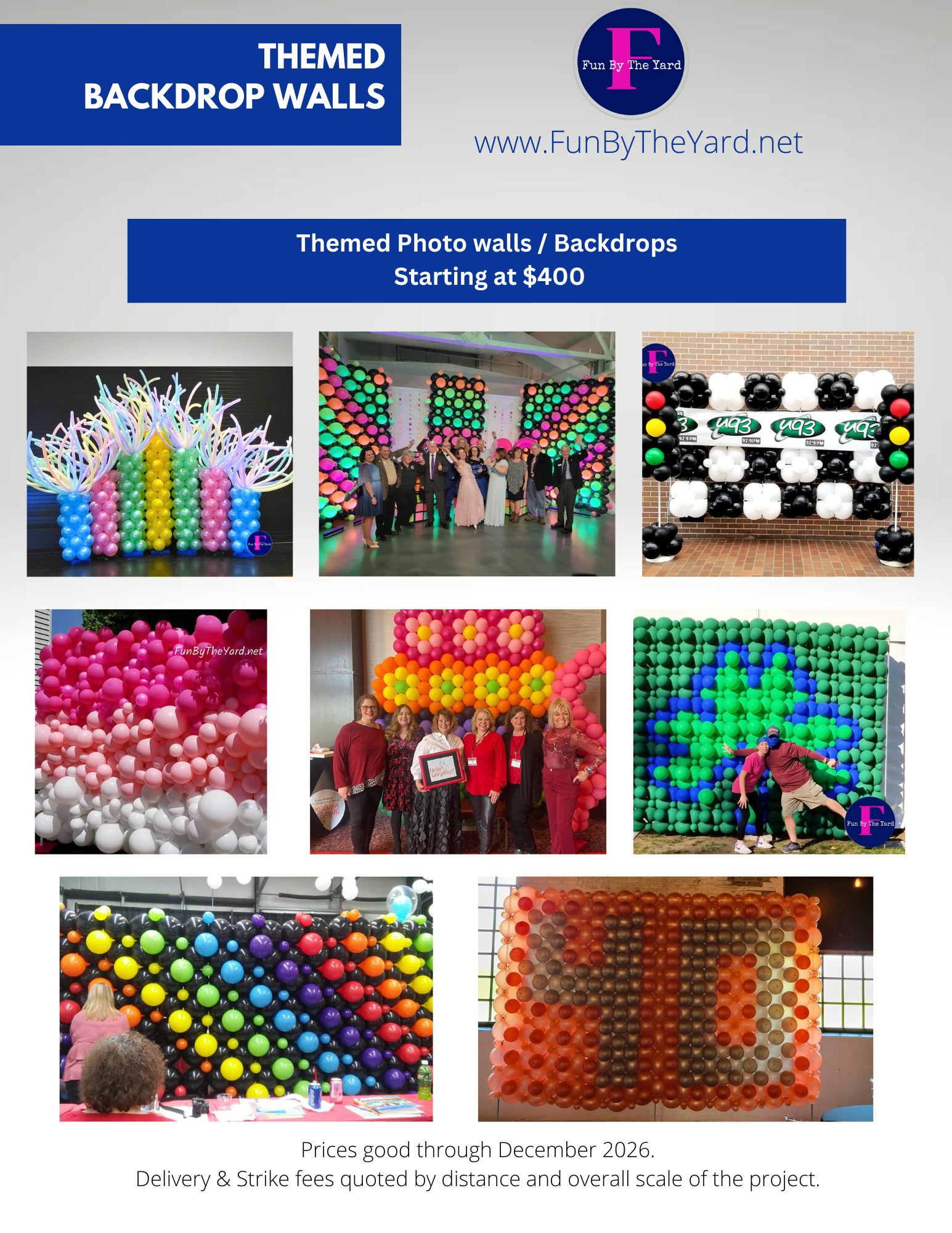 There are many different types of balloon backdrop walls that can be used for a party.