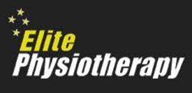 A logo for elite physiotherapy on a black background