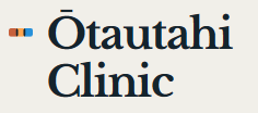 Ōtautahi Clinic logo with colorful horizontal stripes on the left.