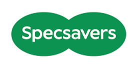 The specsavers logo is green and white on a white background.