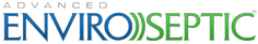 Logo pour Advanced Enviro-Septic, un produit pour système septique, en texte bleu et vert.