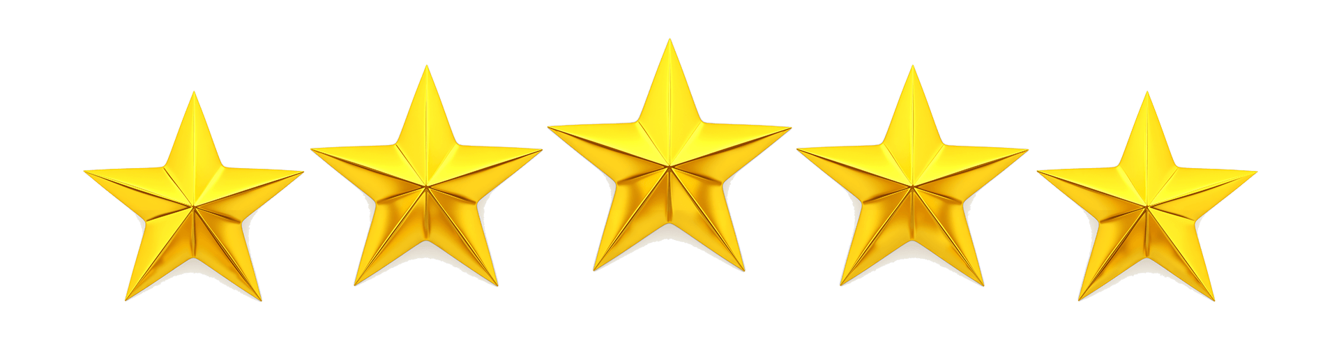Five Star Logo Five gold stars on a white background, representing high quality or rating.