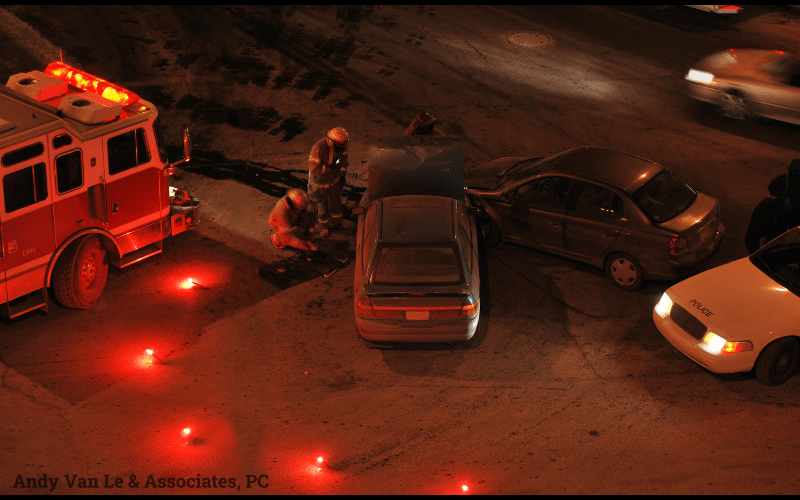 Pedestrian hit in a car accident at night