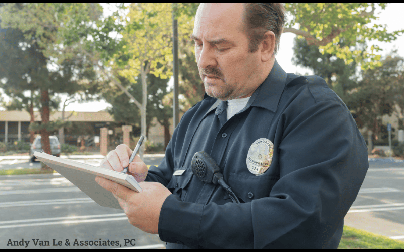 police officer writing a police report