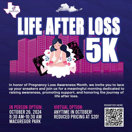 A poster for a 5k called life after loss