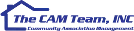 The CAM Team, Inc. logo in blue with a stylized roof line and gray subtitle “Community Management Associates”