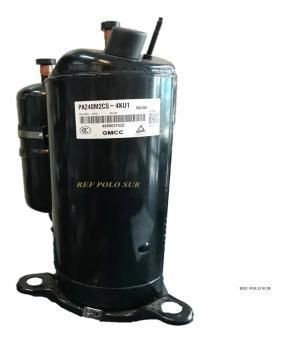 Compresor de aire acondicionado negro con etiqueta; 