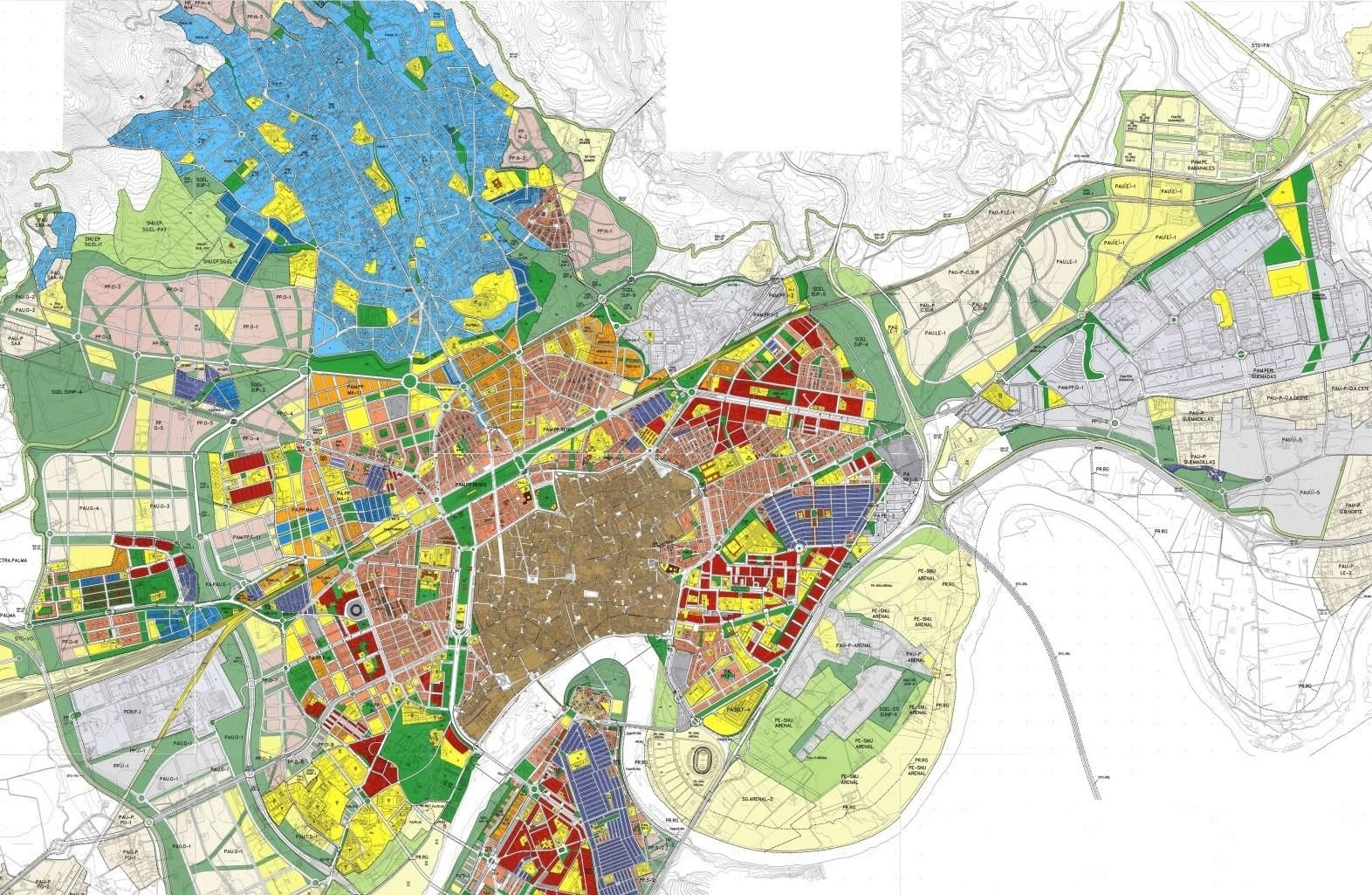 Plano de ordenación urbanística con clasificación y calificación del suelo