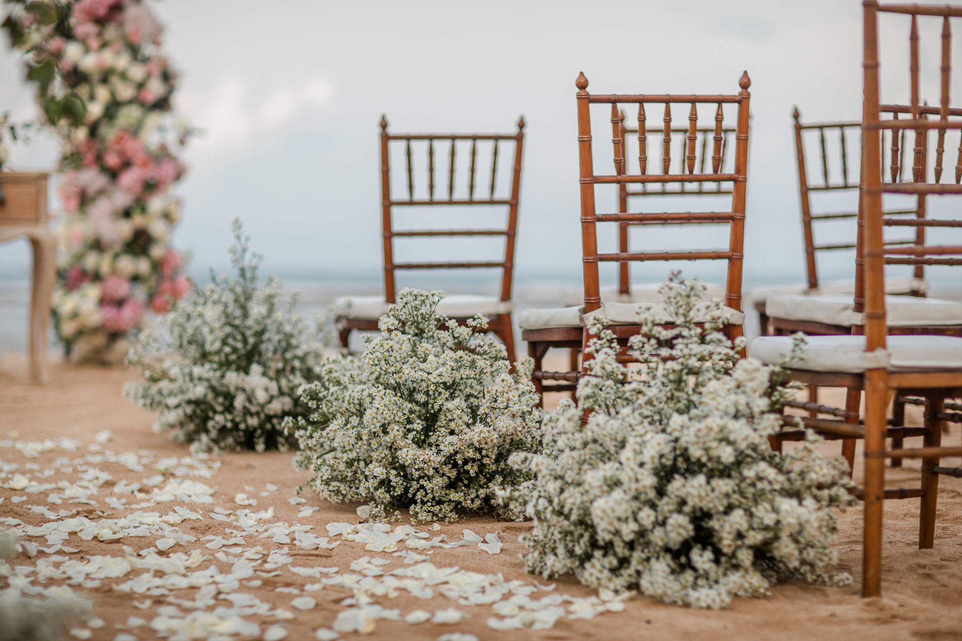Beach wedding setup with chairs